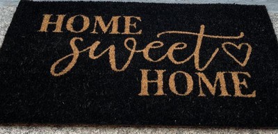 Flash Furniture 18 x 30 Harbold Indoor & Outdoor Coir Doormat with Black Home Sweet Home Message & Non-Slip Backing Natural