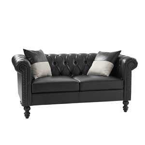 Miguel 62.2" Wide Leather Sofa With Solid Wood Legs| ARTFUL LIVING DESIGN - 1 of 4