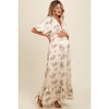 PinkBlush Cream Floral Chiffon Ruffle Accent Maternity Maxi Dress - 3 of 4