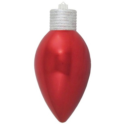 Christmas by Krebs 12" Sonic Red and Silver Shatterproof Shiny C9 Light Bulb Christmas Ornament