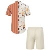 Men's Hawaiian Shirt 2 Pieces Sets Floral Printed Short Sleeve Shirts and Shorts Summer Beach Outfits with Pockets - image 3 of 4