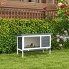 PawHut Wooden Rabbit Hutch, Bunny Cage, Guinea Pig House with Pull-Out Tray, and Openable Asphalt Roof for Indoor/Outdoor, Black - 3 of 4
