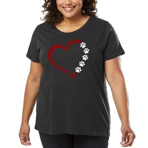 LA Pop Art Meow Heart - Women's Word Art T-Shirt - 1 of 4