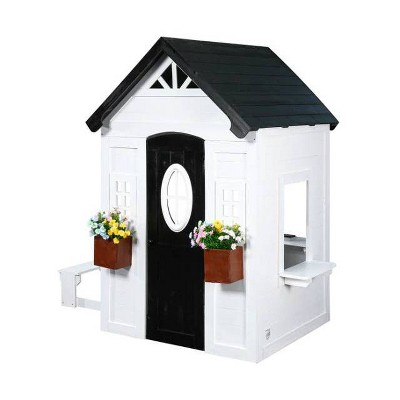 Zahara White and Black Wooden Playhouse with Kitchen