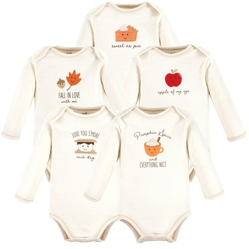 Touched by Nature Organic Cotton Long-Sleeve Bodysuits, Fall Food, 0-3  Months