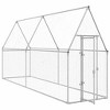 vidaxl Chicken cage Walk-in Hen coop Silver Galvanized Steel Poultry Enclosure 157.5"x39.4"x74.8" Outdoor Birds Rabbits Ducks Lockable Door - 3 of 4