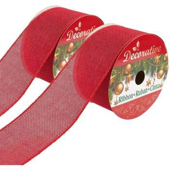 Juvale 2 Pack Red Burlap Ribbons for Arts and Crafts, Christmas Holiday Décor, 30 Feet