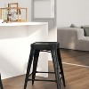 Merrick Lane Backless Metal Stool with Square Seat for Indoor-Outdoor Use - 4 of 4