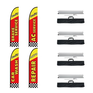 VEVOR Auto Repair Advertising Feather Flag with Pole Kit, Advertising Flags, Includes 4 Banner Flags, 4 Poles,4 Ground Stakes, Swooper Flags, Yellow - 1 of 4