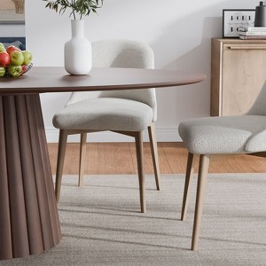 Cone Wide Strip With Convex Wood Color, Oval Dining Table With Slanted Edges At The Bottom(Cone Base). - 1 of 4