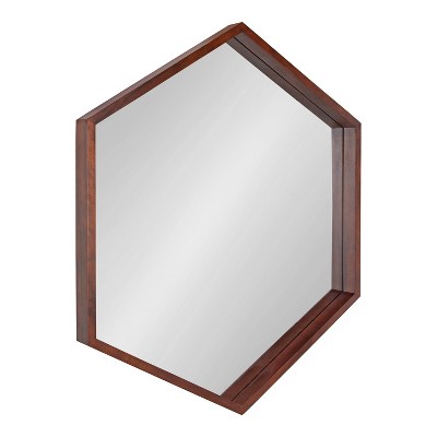 31" x 36" Hutton Hexagon Wall Mirror Walnut Brown - Kate & Laurel All Things Decor