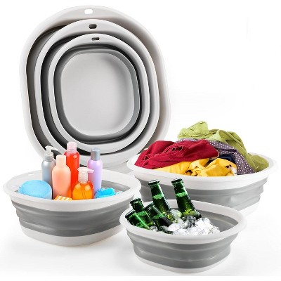 Collapsible Tub Wash Basin Laundry Tub 3 Pack Collapsible Laundry Baskets Foldable Dish Tub Plastic Washtub