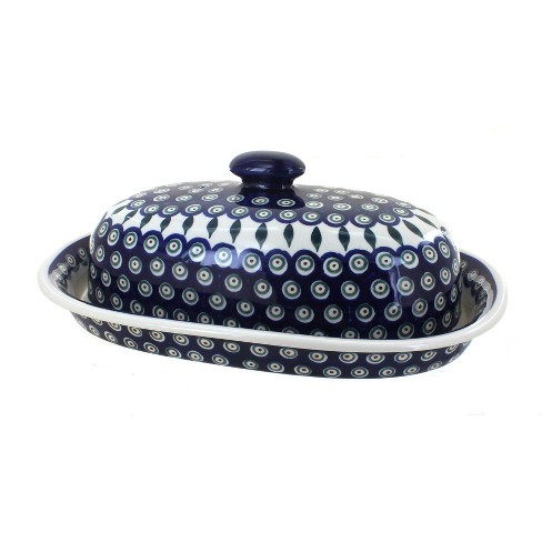 Blue Rose Polish Pottery Peacock Bread Container : Target