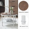 VINGLI 25.6" Rustic Oak White Round Farmhouse Coffee Table, 2-Tier Storage Wood Center Circle Accent Table for Living Room - 3 of 4