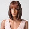 Jessie's Wig 10 Inch Short Bob Wig With Bangs Synthetic Hair Brown Highlight 1 Pc/Pack - 4 of 4