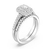 GILDED 925 Sterling Silver Wedding Ring Set for Women | Lab-Grown Diamond Engagement Ring in 1/2, 5/8, 3/4, 1 Carat | Size 7 | Bridal Set - 2 of 4