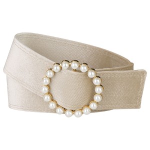 Elerevyo Women Faux Pearl Buckle Vintage Velvet Wide Cinch Belts Waistband for Dress 1 Pc - 1 of 4