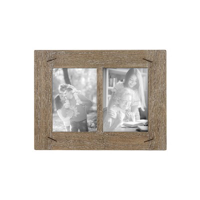 5x7 Inch 2 Photo Striped Driftwood Collage Picture Frame Wood, Mdf