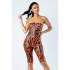 Slickblue Women’s Zebra Print Tube Romper with Front O-Ring Zipper, Trendy Jumpsuit, S-L, Yellow/Orange - 2 of 4