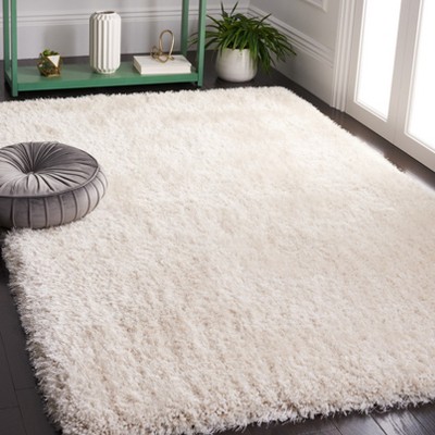 Bone 6' Square Hand-Tufted Shag Area Rug