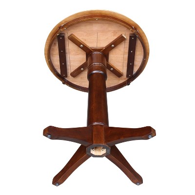 Espresso Pedestal Round Dining Table in Cinnamon - 30" Wood