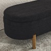 GDFStudio Dick 46" Faux Shearling Upholstered Soft Oval Ottoman with Rubberwood Legs - 3 of 4