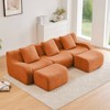 Aukfa Modular Teddy Fabric Sofa,Convertible Modular Sectional Sofa Set with 2 Ottomans, 3-Seats Soft Boneless Design for Living Room, Orange - 2 of 4