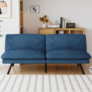Dyonery Convertible Futon Sofa Bed, Soft Foam Detachable Futon Couch with Adjustable Backrest, Folding Small Loveseat Sleeper Recliner - 1 of 4