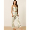 cheibear Women's Satin Cowl Neck Sleeveless Crop Cami Sleepwear with Pants Sliky Lounge Set - 3 of 4