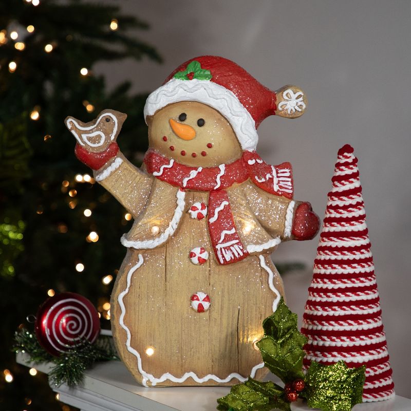 Northlight 15" LED Lighted Gingerbread Snowman with Bird Christmas Figure, 2 of 7