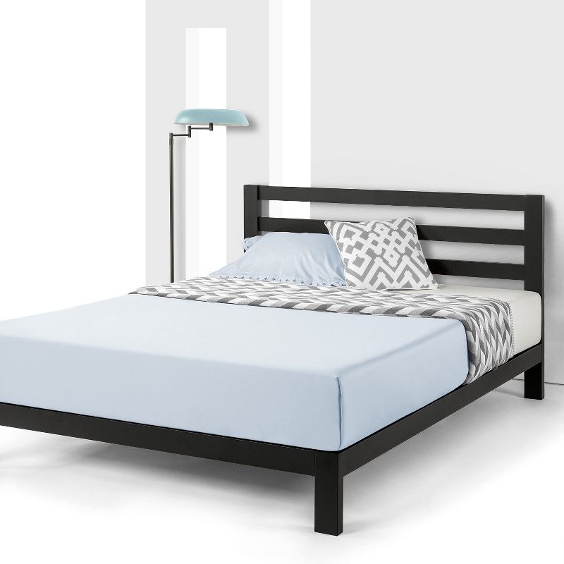 10" Modernista Classic Metal Platform Bed with Headboard Black - Mellow, 1 of 9