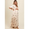 PinkBlush Cream Floral Deep V-Neck Maternity Maxi Dress - 3 of 4