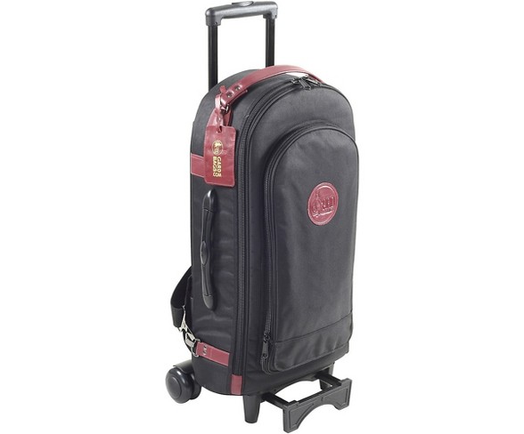 Gard Designer Compact Triple Trumpet Wheelie Black Synthetic with Burgundy Leather Trim