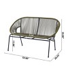 Modern Outdoor Wicker Loveseat with Durable Metal Legs, All-Weather 2-Seat Patio Sofa for Porch, Garden, or Backyard-The Pop Home - 3 of 4