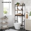 SONGMICS Over-The-Toilet Storage, 3-Tier Bathroom Organizer Over Toilet with Adjustable Shelves,Toilet Paper Holder, Rustic Brown and Ink Black - 2 of 4