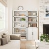 5-Tier Wooden Bookshelves with Cabinet Doors and Bookcases with Doors Floor Bookshelves and Office Storage Cabinets - 3 of 4