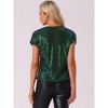 Allegra K Women's Sequin Short Sleeve V Neck Party Sparkly Metallic Top - 3 of 4