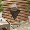 JIONJOY Contemporary Triangle Side Table with Wood Top & Metal Base - 3 of 4