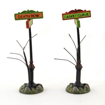 Department 56 Accessory 4.25" Creepy Village Street Signs Death Row Casket Curve  -  Decorative Figurines