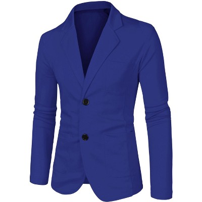 Lars Amadeus Men's Lightweight Notched Lapel Solid Color Long Sleeve Blazer