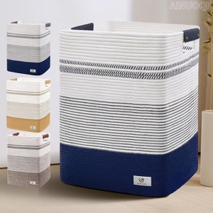 Laundry Hamper - 85L Large Laundry Basket with Leather Handles, Decorative Storage Basket for Blankets - 1 of 4