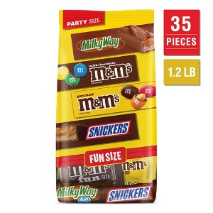 M&M'S, Snickers & Milky Way Fun Size Chocolate Candies Variety Pack, Party Size, 19.2oz Bag - 1 of 4