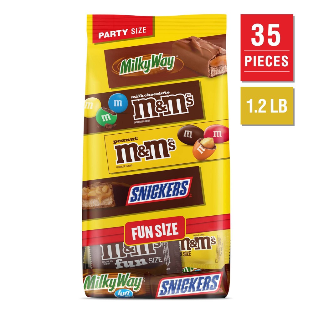 M&M'S, Snickers & Milky Way Fun Size Chocolate Candies Variety Pack, Party Size - 19.2oz/35ct Bag