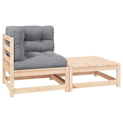 Garden Lounge Set Solid pinewood, 100% polyester fabric vidaXL