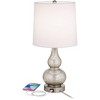 360 Lighting Modern Accent Table Lamps 22" High Set of 2 with USB Charging Port Mercury Glass White Drum Shade for Living Room Desk Bedroom - image 3 of 4