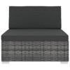 vidaXL Outdoor Sectional Middle Seat with Cushions - Poly Rattan, Weather-Resistant, Easy to Clean, Sturdy Steel Frame, Gray and Dark Gray - 3 of 4
