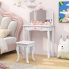 Tangkula Kids Vanity Table and Chair Set Princess Makeup Table with Stool Removable Tri-Folding Mirror - 3 of 4