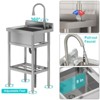 TROPOW Silver Stainless Steel Utility Sink – Freestanding Single Bowl with Pull-Out Faucet for Kitchen/Laundry/Garage - 3 of 4