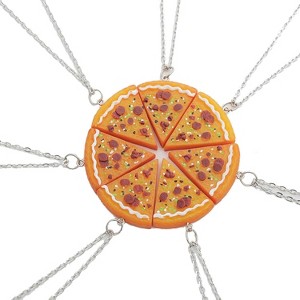 7-Piece Pizza Necklace & Keychain Set - Realistic Resin Pendant (Food-Themed Jewelry) - 1 of 4