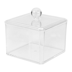 Unique Bargains Square Single Layer Acrylic Cotton Swab Holder Bathroom Transparent 1 Pc - 1 of 4